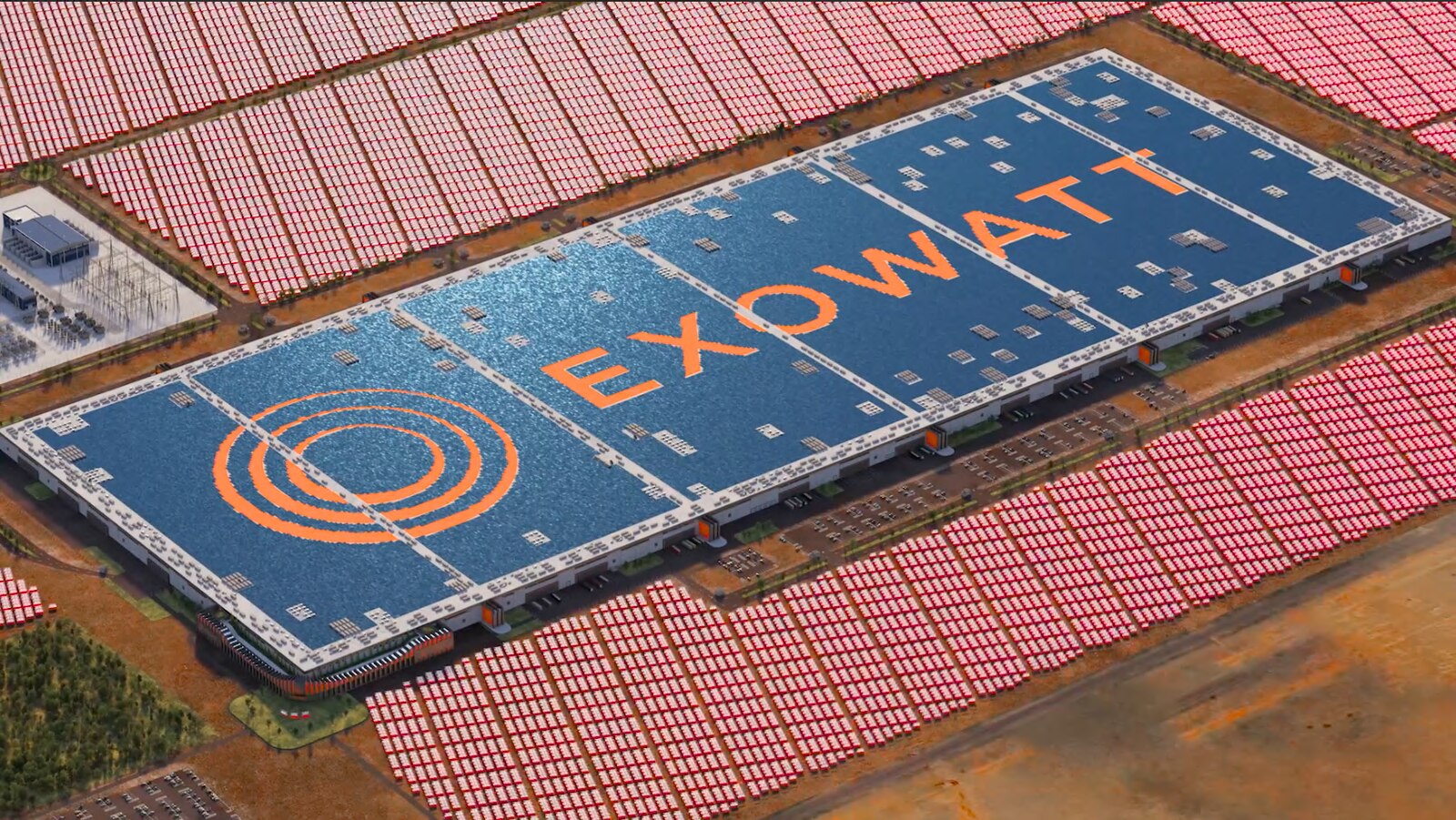 Aerial view of an Exowatt site